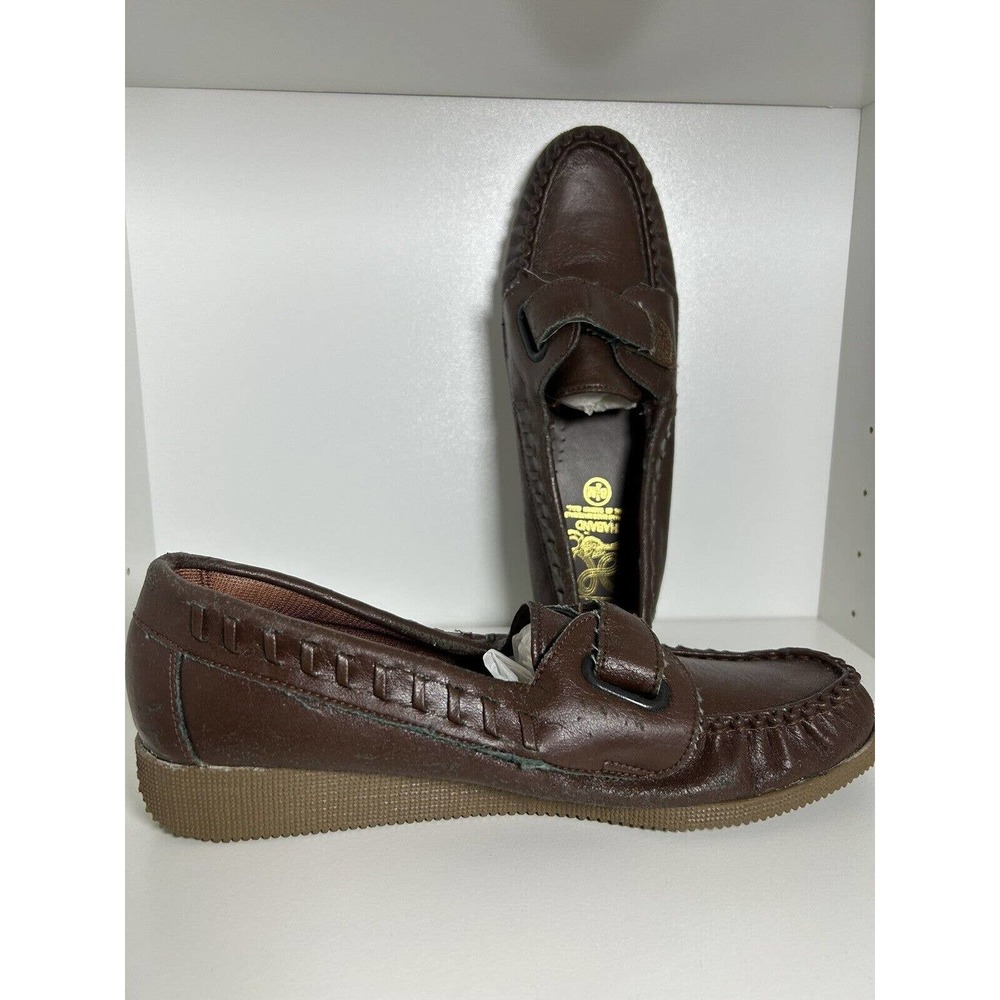 Haband loafers brown NEW Shoes 8.5 women strap small platform heel